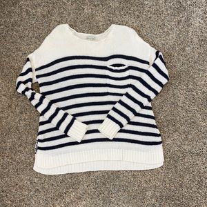 AEO sweater, white and navy stripes size small